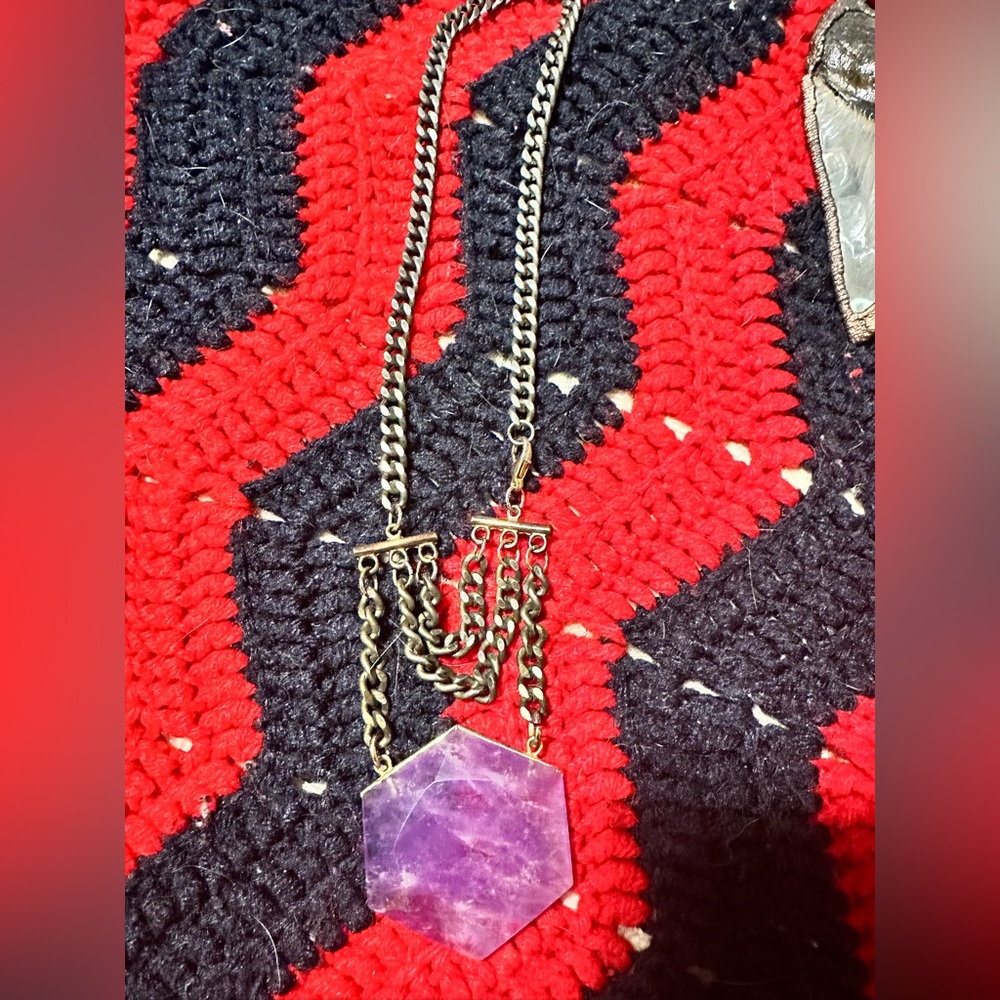 Amethyst hexagon necklace